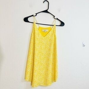 Loft Sleeveless Floral Casual Tank Top Size Small Yellow/White